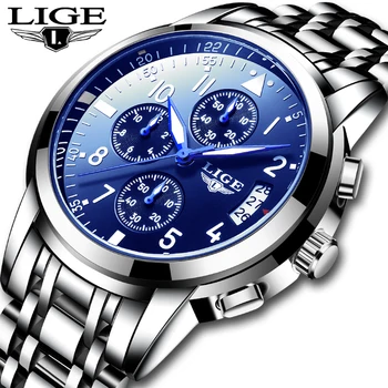 LIGE Mens Ceasuri de Top de Brand de Lux Cronograf Ceas Sport Barbati Plin de Oțel rezistent la apă Ceas de mână Cuarț Ceas Relogio Masculino