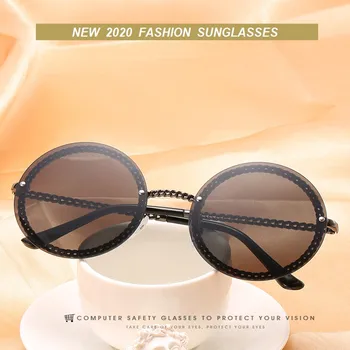 Rotund ochelari de Soare Femei 2020 Brand de Lux fără rame, ochelari de Soare lunetele de sol femme Nuante Femei ochelari de soare zonnebril femei UV400