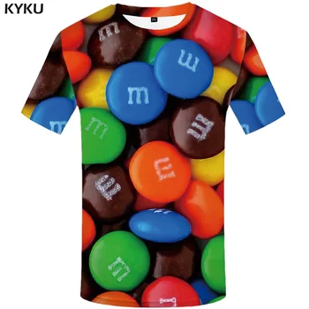 KYKU Brand de Ciocolată T camasa Barbati Caracter T-shirt 3d Bomboane Amuzant tricouri Creative Tricou de Imprimare Element Haine Anime