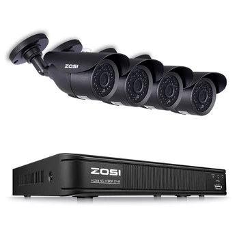 ZOSI 8CH 1080P HD-TVI de Supraveghere Video, Sistem video H. 264+ DVR Cu 4 x 2MP Camere IP de Exterior rezistent la apa de Securitate Sistem NVR