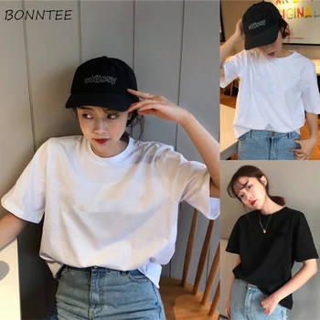 Tricouri Femei 2020 Vara Noi Solidă Simplu All-meci Elevii cu Maneci Scurte T-shirt, O-neck Femei coreeană Stil Trendy Chic de zi cu Zi