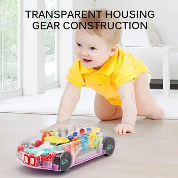 Copii Jucărie Mașină Cu Muzică de Lumină LED Electric Universal Transparent Echipament Concept Car Copil Cadou de Simulare Model de Masina Lumina de Jucărie