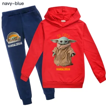 Copilul Yoda Pentru A-I Apăra Jachete Două Bucata Set Albastru Pantaloni Fetita Haine Haine Adolescente Îmbrăcăminte Costum De Băiat