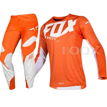 Transport gratuit 2019 TROY Fox MX 180 Prizm Marina Tricoul Galben, Pantalonii de Curse Motocross de biciclete Murdărie Off-Road de Viteze Set