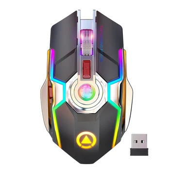 1600 DPI Wireless mouse-uri USB Mouse de Gaming Culoare RGB Iluminat din spate cu LED Reîncărcabilă Pentru PC, Laptop A5 RGB Streamer 2.4 G Mouse-ul