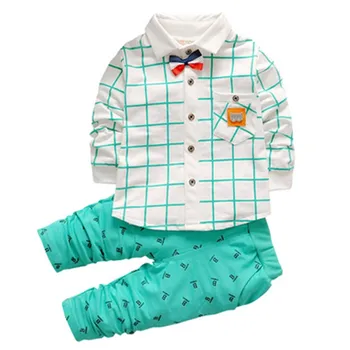 Băieții de Îmbrăcăminte Seturi 2021 Toamna Carouri cu Maneci Lungi Tricou + Pantaloni 2 Bucata Costum Litera B domn arc Haine pentru Copii