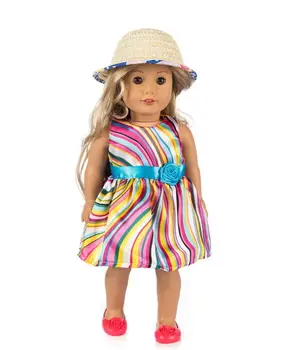 2 buc într-o singură, 1 pălării și 1 Rochie pentru American Girl Doll Dress 18 Inch Papusa Haine,Accesorii, Rochii, Pantofi nu sunt incluse.