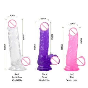 Jucării erotice Jelly Vibrator Realist Jucării pentru Adulți Moale femeia patrunde barbatul Penis Artificial ventuza Mare Penis artificial Jucarii Sexuale pentru Femei