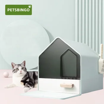 Acceptă animale de Bingo Pisica Cutie Complet Închis Pisici Toaletă Sertar Tip de Dezodorizare Pisoi Ploști Anti-stropi pentru 10 kg de Companie Olita
