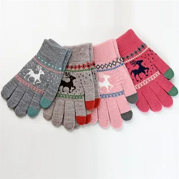 Moda Cerb Copii Mănuși de Crăciun Mănuși pentru Copii, Fete, Băieți, Femei și Bărbați de Iarnă Caldă Touch Ecran Mănuși cu un Deget