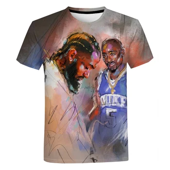 2Pac & Nipsey Hussle 3D Print T Camasa Barbati Femei de Moda de Vara Casual T-shirt Rapper Tupac Streetwear Hip Hop-ul T Shirt Tee Topuri
