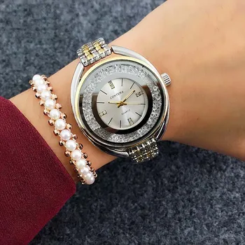 CONTENA de Lux, Ceasuri de Aur pentru Femei de Cristal Ceasuri din Oțel Inoxidabil Analog Cuarț Ceasuri reloj mujer relogio feminino 2020
