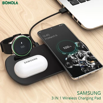 Bonola 3 in 1 Wireless Charging Pad Pentru Samsung S20/Nota 10/Galaxy Watch/Galaxy Muguri Qi Rapid Încărcător Wireless pentru Samsung S10