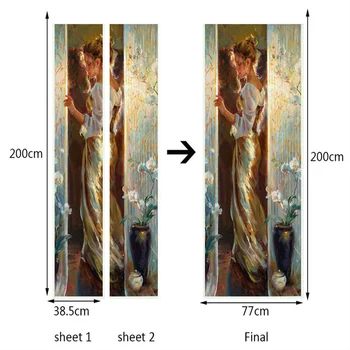 PVC autoadezive, rezistent la apa Tapet Modern Retro Figura Ulei Pictura Murală Ușa Autocolant Camera de zi Dormitor Autocolante de Perete 3 D