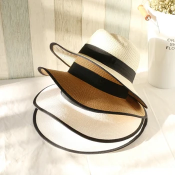 Margine Largă Vara Fedora Jazz Capac De Paie, Pălării Panama Pentru Barbati De Paie, Pălării De Soare Pentru Femei Beach Hat Cuplu Parasolar Pălării Chapeu