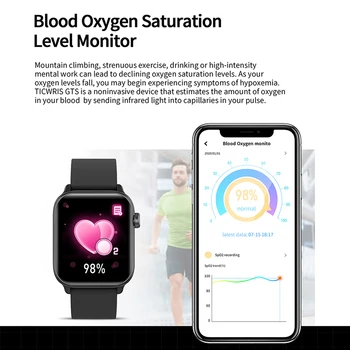 Ticwris GTS Temperatura Ceas Inteligent în timp Real a Monitoriza Temperatura Corpului Heart Rate Monitor de Oxigen Sânge IP68 Impermeabil pentru Barbati