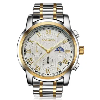2020 Nouă Ceasuri Barbati Brand de Lux BOAMIGO Cronograf Bărbați Ceasuri Sport rezistent la apa Complet din Oțel Rochie de Moda Cuarț Bărbați Ceas