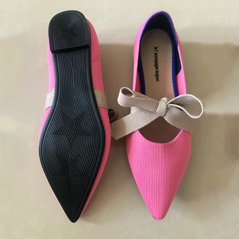 2020 Pantofi Plat pentru Femei Pantofi de Balet Respirabil Tricotate Subliniat Toe Pantofi de Culoare de Potrivire Femei Fund Moale Pantofi Pentru Femei