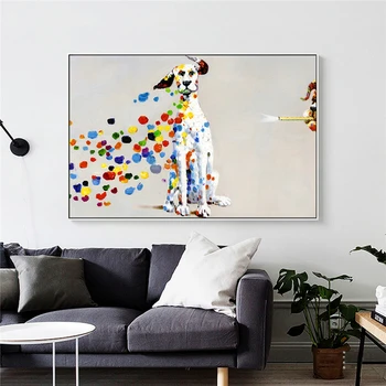 Arta De Perete Animale Tablou Canvas Print Colorat Câine Pictura Pentru Camera De Zi Decor Acasă Nici Un Cadru