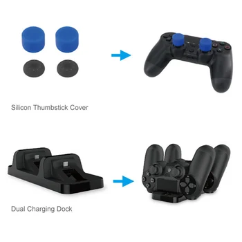 DOBE 5 in 1 Joc Pack set de Căști Stereo cu Microfon Accesorii Kit pentru PS4 Playstation 4 PC Laptop cu Dual Dock de Încărcare