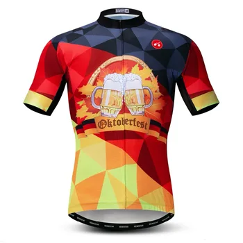 Germania 2019 ciclism jersey Barbati Mountain Bike jersey Pro MTB Biciclete Tricouri maneca Scurta Drumul Echipei Topuri Sport în aer liber roșu galben