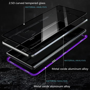 Magnetice de Adsorbție Caz pentru Samsung Galaxy Note 10 9 8 S10 S9 S8 Plus A21S A51 A71 A50 A70 A30 A20Transparent Pahar cu Capac de Metal