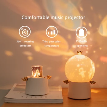 Îngerul păzitor lampa de proiecție LED multifunctional fantezie cerul înstelat de rotație muzica lumina de noapte pentru copii creative de ziua lui