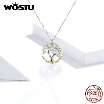 WOSTU 2019 New Sosire Argint 925 Copac pentru viața Colier de Link-ul Lanț Pentru Femei Colier de Nunta Bijuterii de Lux CQN367