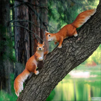 În Aer Liber, Grădină Grădiniță Rășină Veveriță Ornament Ambarcațiunile De Decor Acasă Curte Simulare Creatoare Copac Animal De Sculptură