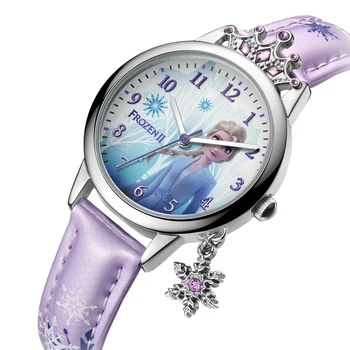 Congelate ⅱ Pandantiv Fulg de nea Bling Coroana de Cristal de Lux, Fete de Moda Trendy Cuarț Ceas Disney Teen Ceasuri de Timp Mov Montre
