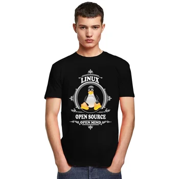 Amuzant Linux Tricou Open Source Open Mind Tricou Barbati Maneca Scurta Pinguin Producător Programator Ccoder Tricouri Bumbac Tee Top