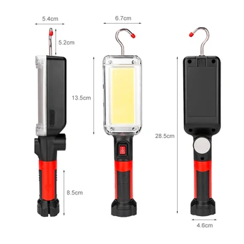 Sanyi 2 Moduri de ȘTIULETE de Lucru cu LED-uri Lanterna de Inspecție Lumină USB Reîncărcabilă 18650 Lanternă Magnetică Cârlig Agățat Lanterna Camping Lampa