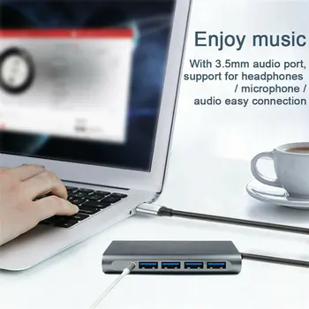 12 În 1 USB de Tip C HUB Dual HDMI, Ethernet, USB 3.0 Audio Jack Multiport 4-port Adaptor USB HUB pentru MacBook