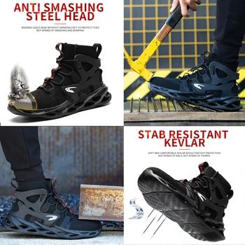 Usoare cizme de siguranță, de înaltă top, moale si respirabil pentru bărbați din oțel tep, puncție-dovada și protecție picior, construcții outdoo