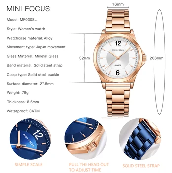 MINI FOCUS Minimalist Elegant Ceas Cuarț Pentru Femei de Brand de Lux din Oțel Inoxidabil Curea Simplu de Afaceri de Moda Doamnelor Ceas