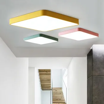 CONDUSE de Plafon Lumina Ultra-subțire 5CM LED-uri Moderne Simplă Lampă Roz Galben Verde Pătrat pentru Living Dormitor Hol Sufragerie