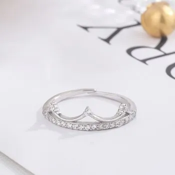 Autentic S925 Argint Degetul Arătător Ring Stil coreean Printesa Fată Bijuterii Micro-încrustat Zircon Inel Coroana de sex Feminin