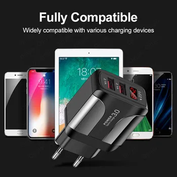Olnylo Quick charge 3.0 USB Încărcător Pentru iPhone 11 7 Xiaomi Samsung Huawei 5V 3A Display Digital Rapid de Încărcare de Perete Încărcător de Telefon