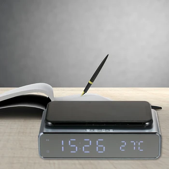 Ceas de masa Încărcător Wireless de Alarmă Ceas LED Digital Ceas Contor de Temperatura de Comutare Ceas Deșteptător cu Calendar cu baterie