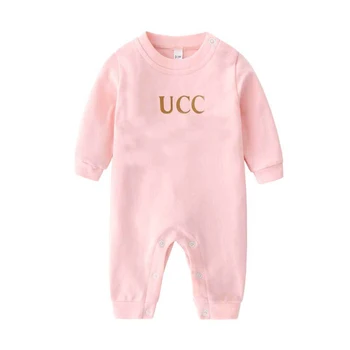 GY001 Noi 2020 scur moda scrisoare baietel haine Alb roz verde maneca Lunga Brand nou-născut fete Romper 0-3 luni
