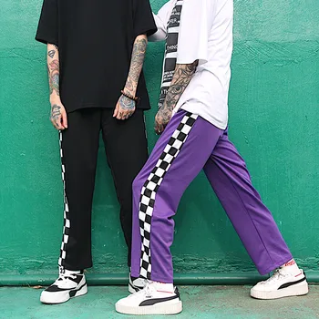 2020 streetwear direct casual Pantaloni de trening femei Tablă de șah carouri Pantaloni Punk, Hip-Hop Lung Pantaloni transport gratuit