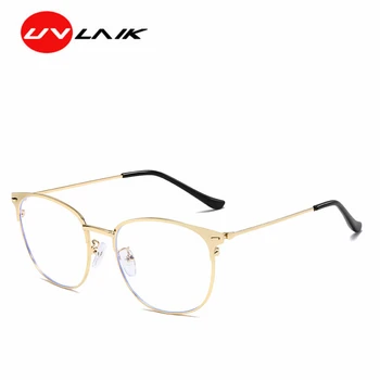 UVLAIK Anti-albastru ochi de Pisica femei ochelari cadru Ultrausor cadru metalic Vintage design de Brand de lucru pahare Transparente