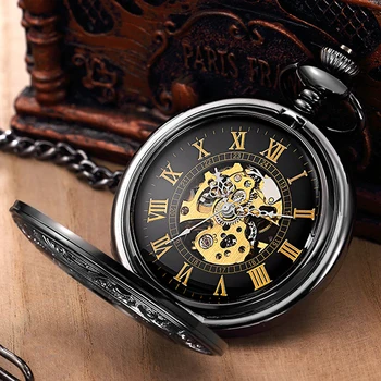 Design vechi Mecanic de Buzunar Ceas Pandantiv Fob Lanț Reloj pentru Barbati Femei Antic Roman de Bronz Steampunk Montre de poche
