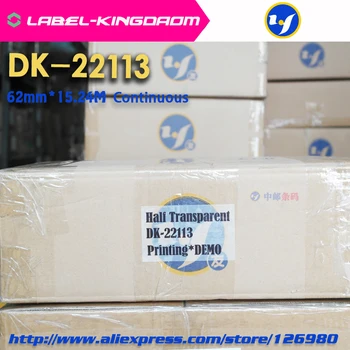 6 Role Compatibile DK-22113 Eticheta 62mm*15.24 M Continuu Compatibil pentru Brother Imprimantă de Etichete Jumătate de Material Transparent