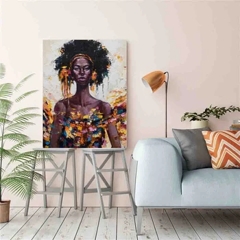 EverShine Ulei Imagine De Numere Fata Pictata Manual Desen Canvas Femeie Africană Portret Arta De Perete Decor Acasă