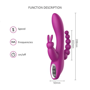 G Spot Rabbit Vibrator pentru Femei Stimulare Clitoris cu 7 Vibrații Puternice 3 in 1 Masturbari Anal Stimulare Penis artificial Masaj