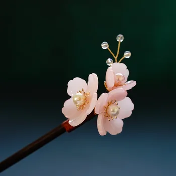 Noi Clasică Înflorit Flori Agrafe Agrafe De Lemn Furca De Păr Bețișoare Chinezești Hanfu Accesorii De Par Mireasa Nunta Caciulita