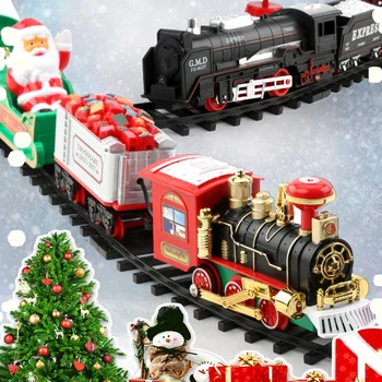 Electric Crăciun Masina Feroviar Tren Set de Jucarii cu lumini si Sunet Hangable Decor de Crăciun Jucării pentru Pomul de Crăciun