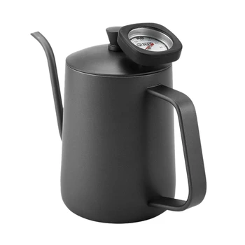 De Vânzare la cald 600Ml din Oțel Inoxidabil Cafea, Fierbător Gooseneck Cioc Ceainic cu Termometru (Negru)