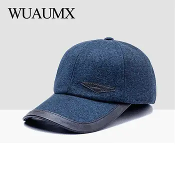 Wuaumx Brand de Lux de Moda Earflaps Capac Bărbați Toamnă Iarnă Șepci de Baseball de sex Masculin Cald Earmuff protecție Tata Pălării Casquette homme